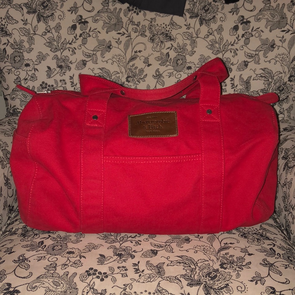 Abercrombie & Fitch Red Duffle Canvas Bag *NWOT
